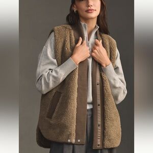 Varley Covey Reversible Quilted Sherpa Vest Green | Women’s Size XS/S